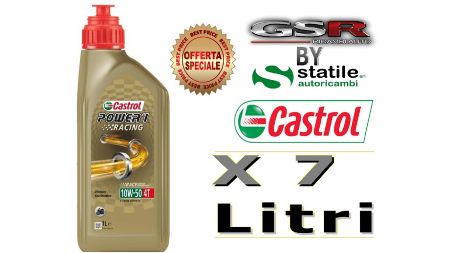 7 Litr Olio-Lubrificante Castrol Moto 4t Power1 Racing 10w50 Lt.1